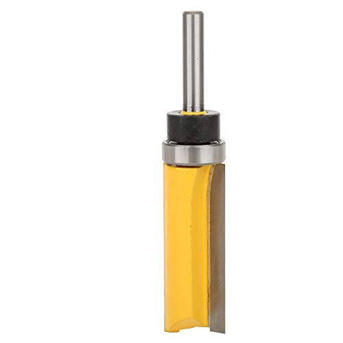 T-shaped Milling Cutter Slotting Machine Carbon Steel 1/4in Shank Bearing Flush Power Tool Parts and Accessories Yellow 1/4X3/4X50.8