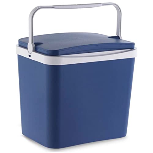 ACAN Tradineur - Nevera portátil rígida con asa, Polipropileno, 8 Horas de frío, Porta Alimentos y Bebidas para Playa, Acampada, Picnic, Ligera (Azul Oscuro y Blanco, 24 litros, 36 x 39,3 x 29 cm)