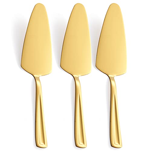 GoGeiLi 3-teiliger Tortenheber aus Edelstahl, Gold - Servierset für Kuchen, Pie & Pizza, 23,6cm, spülmaschinenfest