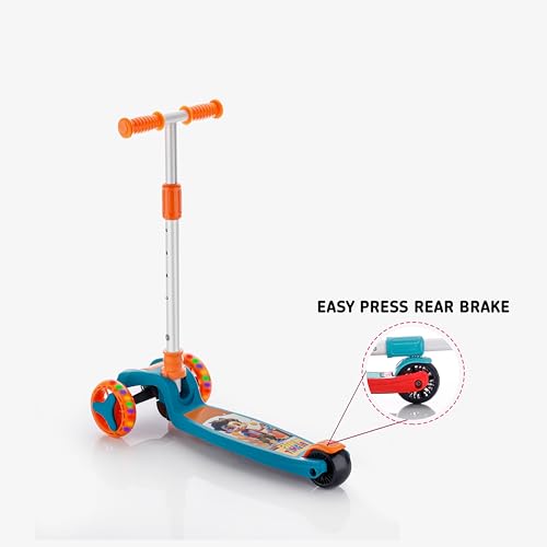 Image of JoyRide Road Runner The Smart and Smooth Stark Kids Skate Scooter, 3-Level Adjustable Handle, Anti-Slip Footplate, 3 PU LED Wheels, Rear Brake (Orange)