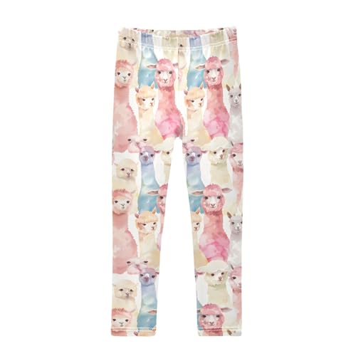 Watercolor Alpaca O Girls Leggings Athletic Pants Tights Stretch Bottom