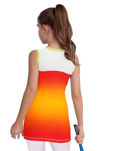 YEAHDOR Kids Girls Tennis Dress Golf Athletic Outfit Gradient Color Sleeveless Workout Sport Dress2