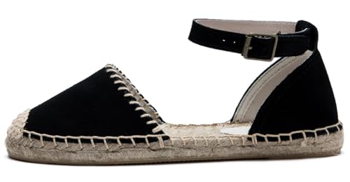 Image of Women's Espadrille FLat Sandals Closed Toe Ankle Wrap,Classic Lace Up Summer Dressy Flat Shoes