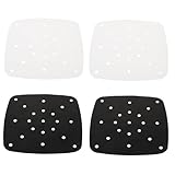 BAZEITFLOW 4 piezas Tapetes para Freidora de Aire Resistente Alta Temperatura Antiadherentes Reutilizables para Vaporera y Cocina Negro y Blanco