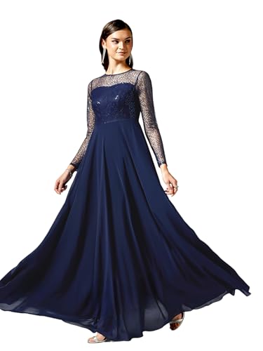 Image of Miss Chase Women's Long Sleeve Sequin Maxi Dress