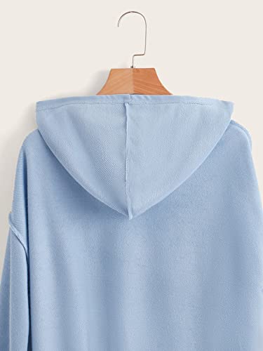Floerns Girls Heart Graphic Print Long Sleeve Hooded Sweatshirt Pullover Tops Light Blue 12-13Y #TOP2