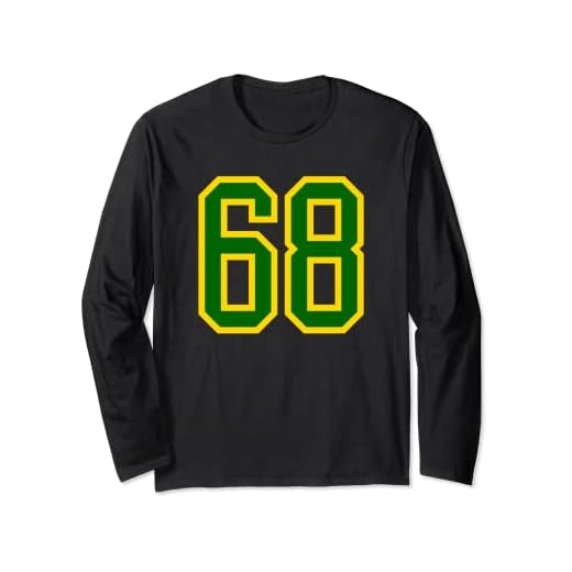 Número de camiseta #68 de cumpleaños verde amarillo número 68 Manga Larga