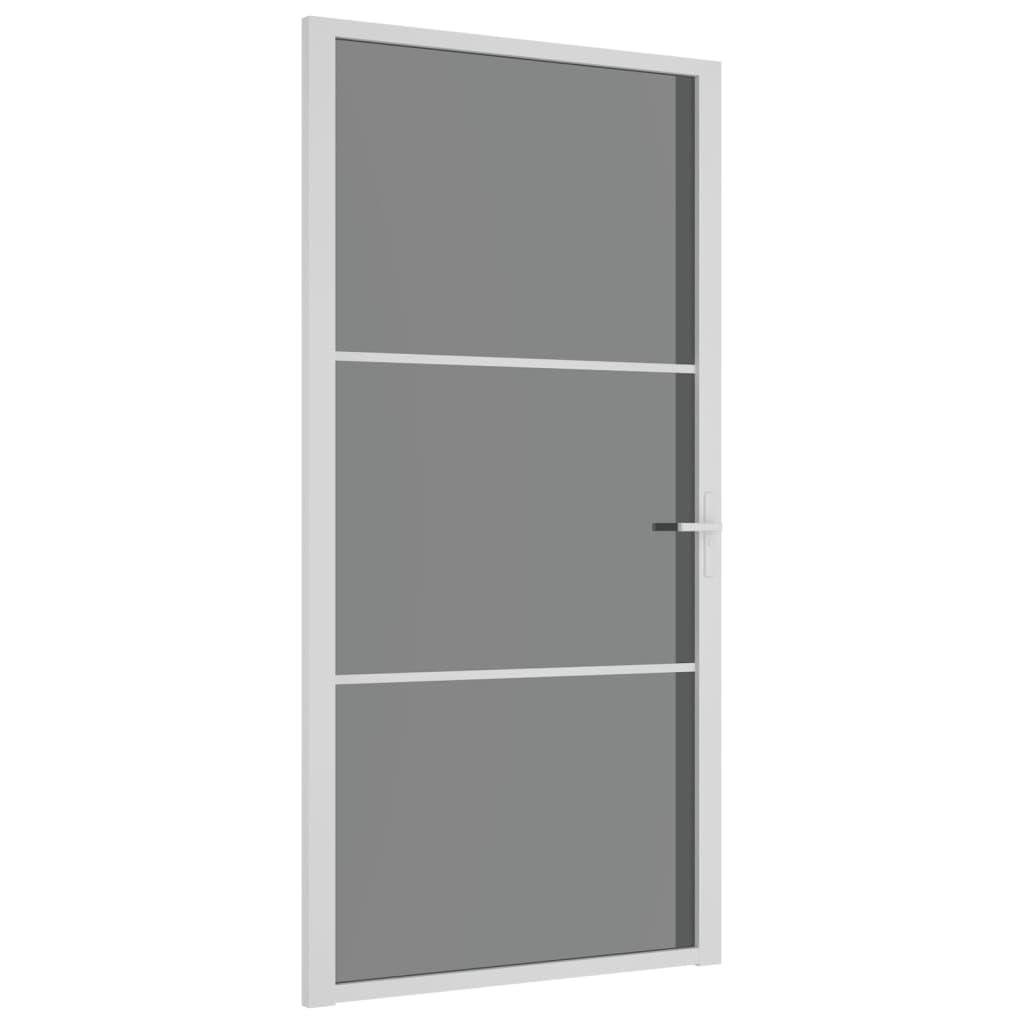 Drzwi wewnętrzne 102,5 x 201,5 cm białe szkło ESG i aluminiumSprzęt Materiały budowlane Drzwi domowe