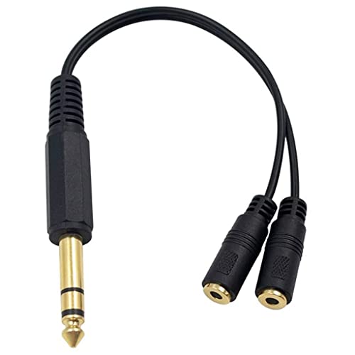 Headphone Stereo Adapter Converter Aux Audio Cable 6.35mm Male to 2x3.5mm Female