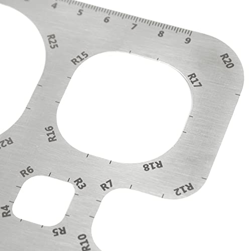 UPTTHOW Leather Tools Half-Round Cutter Corner Cutting Radius Gauge Drawing Template Stainless Steel Metal Ruler for Leathercraft Woodworking Sewing DIY Craft Supplies