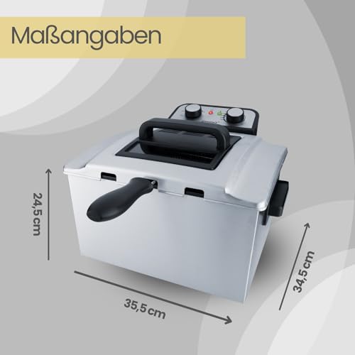 Foto von Steba Fritteuse aus Edelstahl DF 300 | 5 Liter für bis zu 1,5 kg | Fritteuse mit Fett, XXL Frittierkorb, 3 Körbe | Deep Fryer für Zuhause, Friteuse mit entnehmbarem Behälter