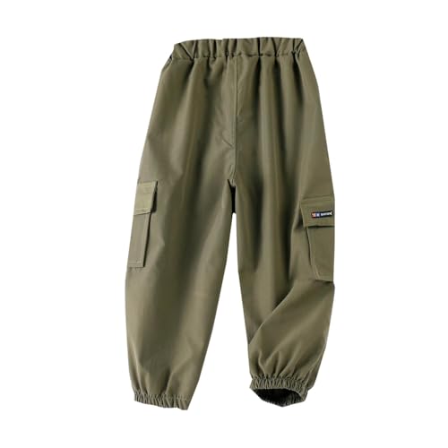 Boys Cargo Pants 2 Pack Casual Pants Elastic Waist School Pants Sports Running Joggers Comfy Pull On Trousers for Kid3