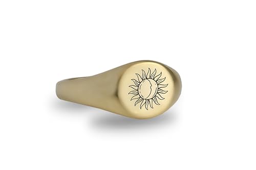 Chevalière Soleil 14k cadeau unique bijou chic rond - 5