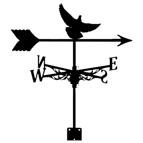 ZAANU Veleta de Viento con Silueta de pájaro, Veleta Negra Retro, instalación en Techo, indicador de dirección del Viento de Metal para jardín, Patio, Granja, Granero, Garaje, decoración