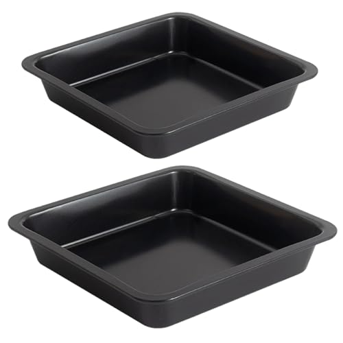 Lawnrden Teglia quadrata 2 pezzi 8 e 8, 7 teglia quadrata antiaderente in acciaio al carbonio facile da pulire per cuocere torte brownie