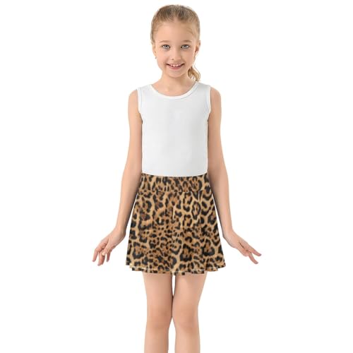 Girls Athletic Skirt 3-12 Years High Waist Tennis Skirts Leopard Print for Kids Golf Running Dance Skort3