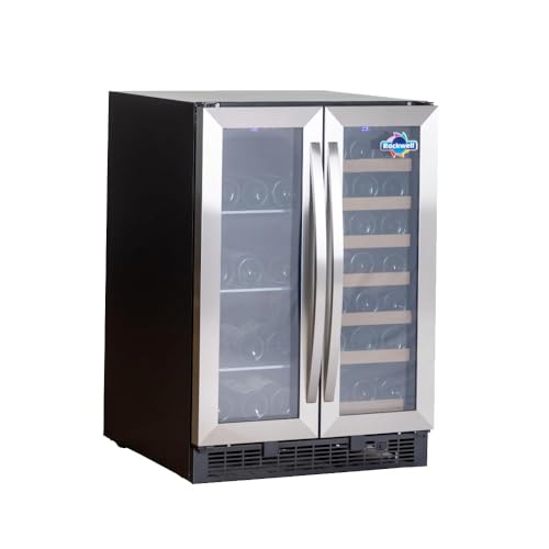 Image of ROCKWELL 87 Bottles Wine Cooler, 148L Freestanding Dual Refrigerator, Digital Temperature Control Fridge for Red, White, Champagne, or Sparkling Bottle (RWND87)