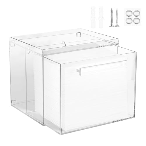 Contenedor de toallas para la cara, caja de toallas para la cara - Toallero acrílico con cajón - Contenedor de toallas para la cara, organizador de maquillaje de tocador, org