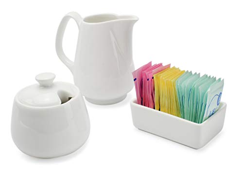 image for Darware Sugar and Creamer Set - 3-Piece Set w/Cream Pitcher, Sugar Bow