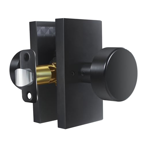 ToPToToo Matte Black Door Knobs Interior, Black Modern Door Handles，Passage