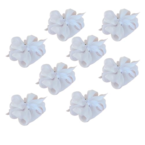 Image of Readymade Ribbon for School Girls - Soft Satin Bow Hair Accessory - Easy to Wear, Stylish & Neat Look - Ideal for School Uniforms bow in girls & Daily Use - Pack of 8 /School Ribbon in Kids (white Colour)