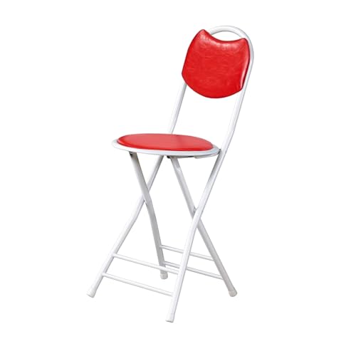Silla plegable portátil de 150 kg, capacidad de peso, ahorro de espacio, asiento de viaje para cocina, sala de estar, dormitorio, ligera y compacta (rojo)