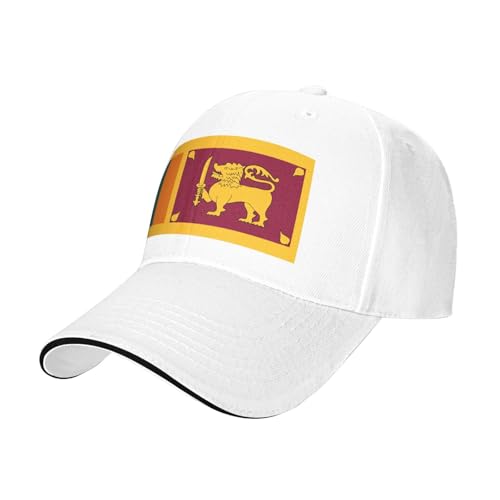 PUYhgb Gorra de béisbol estructurada unisex con estampado de bandera de Sri Lanka, para todas las estaciones, gorra transpirable ajustable, blanco, Talla única