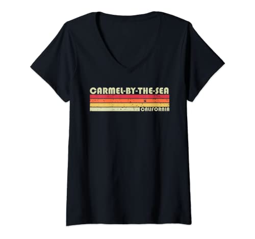 Womens CARMEL-BY-THE-SEA CA CALIFORNIA Funny City Home Gift Retro V-Neck T-Shirt