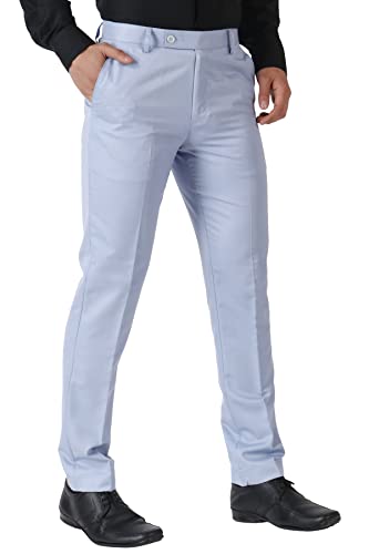 Image of MALENO Men's Slub Effect Solid Trouser | Classic Slim Fit Formal Trousers for Men | Slim Fit Trousers for Men