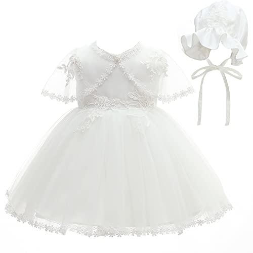 Baby Girls Christening Baptism Dress 3Pcs Embroidery Tulle Dresses for Party Birthday Wedding