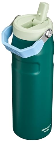Image of STANLEY IceFlow Flip Straw 2.0 Water Bottle 24 oz | Built-In Straw with Larger Opening | Lightweight and Leak Resistant | Insulated Stainless Steel | BPA-Free | Emerald Honeydew