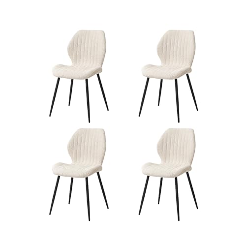 GrandCA HOME Set di 4 Sedie da Pranzo con Seduta Imbottita, Sedie da Cucina Nordiche, Sedie da Soggiorno con Gambe in Metallo, Cuscino in Tessuto, Beige