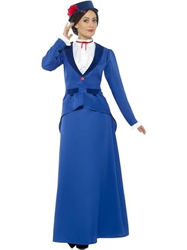 Smiffys Disfraz de niñera época victoriana, azul, con vestido, sombrero y bufanda Halloween, Carnaval | Ya disponible en tu tienda friki favorita! En mundofriki.es!
