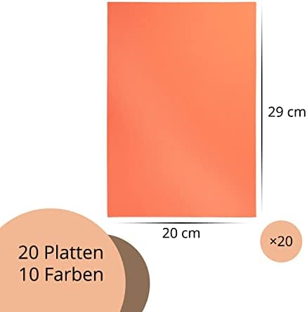 MCE-Commerce MOOSGUMMI Płyty | 20 płyt | A4 20 x 29 cm | grubość 2 mm | płyty piankowe, kolorowe, A705020