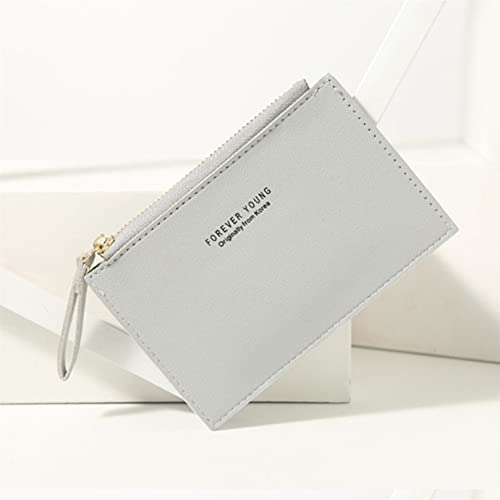 BCDZZ Portefeuille en Cuir PU avec Fermeture à glissière Mini Porte-Cartes Souple Multifonctionnel Simple et élégant pour Les Femmes et Les Filles, vêtements de Shopping Quotidiens,Gris Cover
