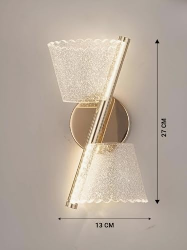 Image of FILLISKA Luxurious Acrylic Crystal Wall Lamp with Adjustable Colour Changing Function, Elegant Finish (Acrylic FrenchGold-371)(1 Year Warranty)
