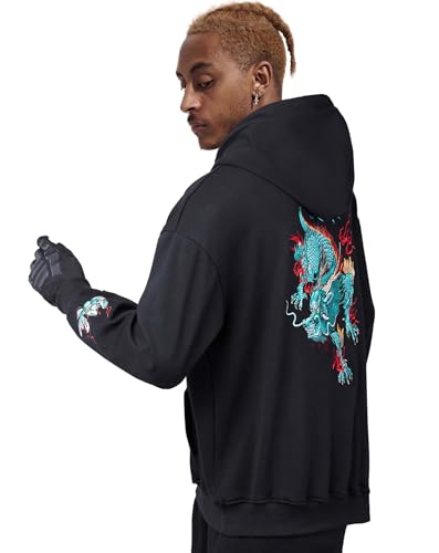 Niepce Inc Streetwear Dragon Kirin Embroidered Hoodies for Men (X-Large)3