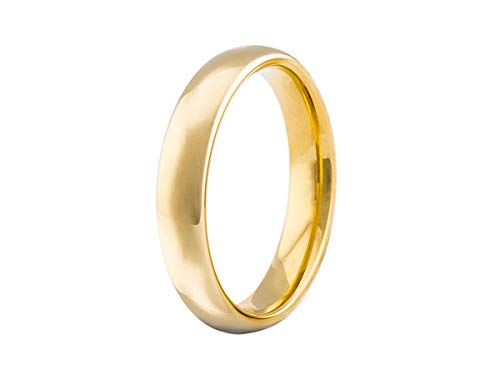 Aliança Tungstênio Tradicional 4mm banhada ouro 18k
