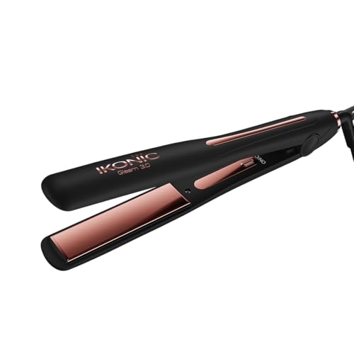 Ikonic Gleam 3.0 Hair Straightener, Black| Super slim 1 inch plates | Ergonomically slim | Digital temperature control| Automated Shut Off Safety | Advanced Rose Gold Titanium surface| Quick Heat