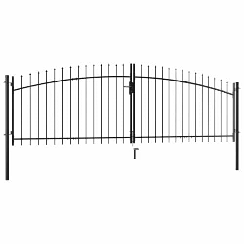 vidaXL Doppelflügel Gartentor mit Speerspitzen Doppeltor Zauntor Gartenpforte Tor Hoftor Industrietor Einfahrtstor Doppelflügeltor 400x150cm