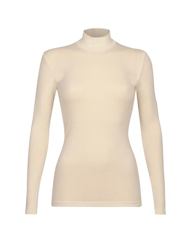 Dilling Haut pour femme avec col montant en laine mérinos, lait de poule, 48