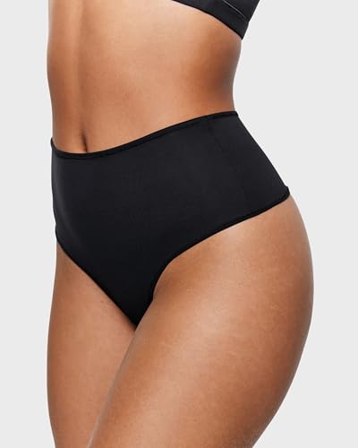 INLYRIC Women's Inbarely Soft Thong - High Waisted Tagless Smooth Stretch Underwear Ultra-soft No Show Ladies Panties 3 Pack2