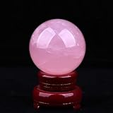 Welcome to my store! Decorative Rose Quartz Crystal Stone Ball Figurines Ornament Rock Sphere Home Office Decor Gift Crystal Ball Prop with Stand,14cm