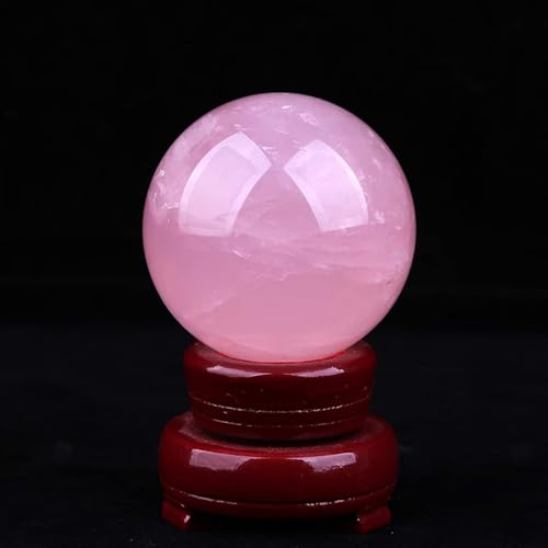 Decorative Rose Quartz Crystal Stone Ball Figurines Ornament Rock Sphere Home Office Decor Gift Prop with Stand,17cm Gemstone St