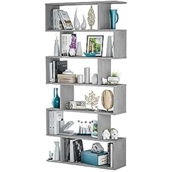 Estanteria 80 Cm Habitdesign Estantería Salon Comedor Athena, Libreria Oficina, Separador Ambientes, Color Cemento, Medidas: 80 cm (Ancho) x 192 cm (Alto) x 25 cm (Fondo)