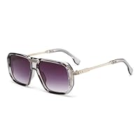 H HELMUT JUST Gafas de Sol Retro con Montura Cuadrada para Hombre y Mujer Gafas de Sol Clásicas de Moda con Montura Cuadrada (Transparente/Gris Gradual)