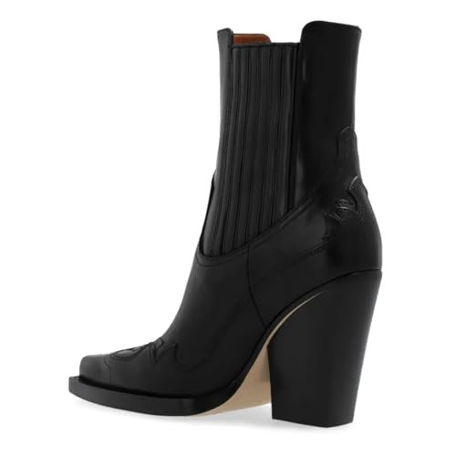 Tang'scuisins Women Pointed Toe Platform Chelsea Boots Pull on Mid Chunky Heels Fashion Dressy Work Ankle Boots Size 4-16 US3