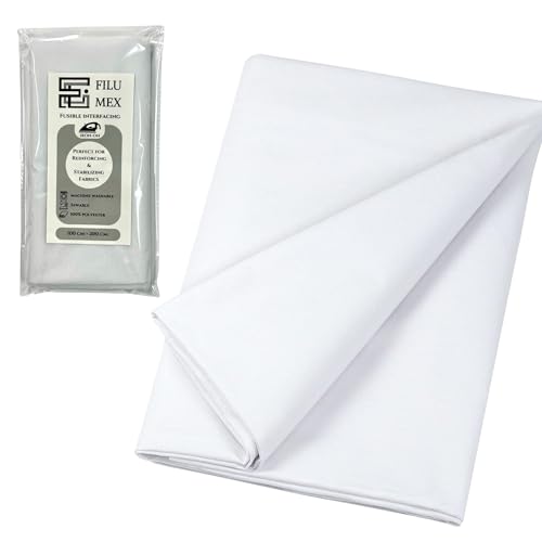 FILUMEX Tela Entretela termoadhesiva blanca 100x200 cm – 100% poliéster – 40 gsm – fusible con plancha – ligera y suave – ideal para reforzar tejidos, cuellos, puños y proyectos de costura.