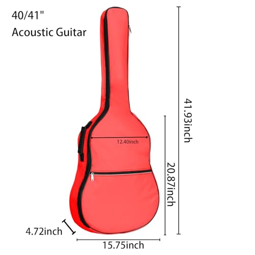 moosiker Acoustic Guitar Gig Bag Water-resistent Case (Red, 41inch) - Thumbnail 2