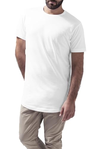 Mivaro Herren T-Shirt extra lang geschnitten, Longshirt für große und schlanke Männer, Größe:L, Farbe:Weiß